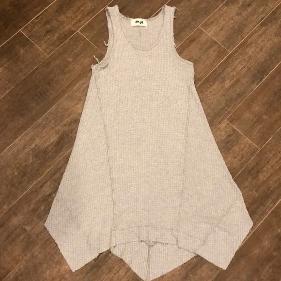 Hippie Love Gray Tank Dress, Soft Comfy Waffle Weave Boho Tank Dress!! - Picture 5 of 10